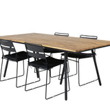 Jídelní stůl Chan - černá ocel / akácie (týkový vzhled) - 200 cm + jídelní židle Lina - Black_4