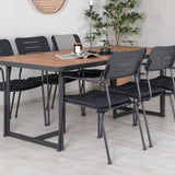 Khung Jídelní stůl - Černá ocel / Akácie (teklook) - 200*100cm+Nicke Jídelní židle š. loketní opěrka - Black Steel_6