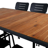 Khung Jídelní stůl - Černá ocel / Akácie (teklook) - 200*100cm+Nicke Jídelní židle š. loketní opěrka - Black Steel_6