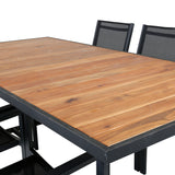 Jídelní stůl Khung – černá ocel / akácie (teklook) – 200*100 cm + stohovací židle Copacabana – černá/černá_6