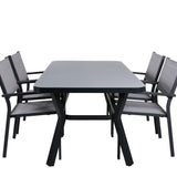 Jídelní stůl Virya - BLACK Alu / šedé sklo - malý stůl + stohovací židle Copacabana - Black/Grey_4