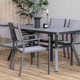 Jídelní stůl Virya - BLACK Alu / šedé sklo - malý stůl + stohovací židle Copacabana - Black/Grey_4