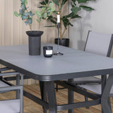 Jídelní stůl Virya - BLACK Alu / šedé sklo - malý stůl + stohovací židle Copacabana - Black/Grey_4