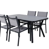 Jídelní stůl Virya - BLACK Alu / šedé sklo - malý stůl + stohovací židle Copacabana - Black/Grey_4