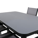 Jídelní stůl Virya - BLACK Alu / šedé sklo - malý stůl + stohovací židle Copacabana - Black/Grey_4
