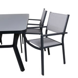 Jídelní stůl Virya - BLACK Alu / šedé sklo - malý stůl + stohovací židle Copacabana - Black/Grey_4