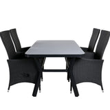 Jídelní stůl Virya - BLACK Alu / šedé sklo - malý stůl + židle Padova (křeslo) - Black/Grey_4