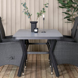 Jídelní stůl Virya - BLACK Alu / šedé sklo - malý stůl + židle Padova (křeslo) - Black/Grey_4