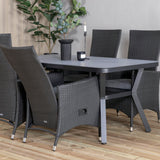 Jídelní stůl Virya - BLACK Alu / šedé sklo - malý stůl + židle Padova (křeslo) - Black/Grey_4