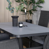 Jídelní stůl Virya - BLACK Alu / šedé sklo - malý stůl + židle Padova (křeslo) - Black/Grey_4