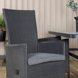 Jídelní stůl Virya - BLACK Alu / šedé sklo - malý stůl + židle Padova (křeslo) - Black/Grey_4