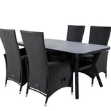 Jídelní stůl Virya - BLACK Alu / šedé sklo - malý stůl + židle Padova (křeslo) - Black/Grey_4