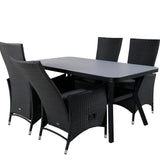 Jídelní stůl Virya - BLACK Alu / šedé sklo - malý stůl + židle Padova (křeslo) - Black/Grey_4