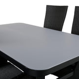 Jídelní stůl Virya - BLACK Alu / šedé sklo - malý stůl + židle Padova (křeslo) - Black/Grey_4