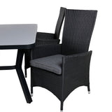 Jídelní stůl Virya - BLACK Alu / šedé sklo - malý stůl + židle Padova (křeslo) - Black/Grey_4