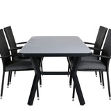 Jídelní stůl Virya - BLACK Alu / šedé sklo - malý stůl + židle Anna - Black_4