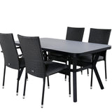 Jídelní stůl Virya - BLACK Alu / šedé sklo - malý stůl + židle Anna - Black_4