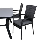Jídelní stůl Virya - BLACK Alu / šedé sklo - malý stůl + židle Anna - Black_4