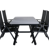 Jídelní stůl Virya - BLACK Alu / šedé sklo - malý stůl+Break 5:pos Židle - Black/Black_4