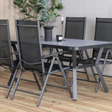 Jídelní stůl Virya - BLACK Alu / šedé sklo - malý stůl+Break 5:pos Židle - Black/Black_4