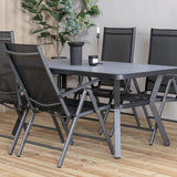Jídelní stůl Virya - BLACK Alu / šedé sklo - malý stůl+Break 5:pos Židle - Black/Black_4