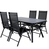 Jídelní stůl Virya - BLACK Alu / šedé sklo - malý stůl+Break 5:pos Židle - Black/Black_4