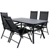 Jídelní stůl Virya - BLACK Alu / šedé sklo - malý stůl+Break 5:pos Židle - Black/Black_4