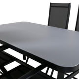 Jídelní stůl Virya - BLACK Alu / šedé sklo - malý stůl+Break 5:pos Židle - Black/Black_4