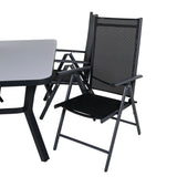 Jídelní stůl Virya - BLACK Alu / šedé sklo - malý stůl+Break 5:pos Židle - Black/Black_4