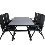 Jídelní stůl Virya - černá Alu / šedé sklo - velký stůl + židle Break 5:pos - Black/Black_6