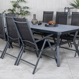 Jídelní stůl Virya - černá Alu / šedé sklo - velký stůl + židle Break 5:pos - Black/Black_6