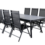 Jídelní stůl Virya - černá Alu / šedé sklo - velký stůl + židle Break 5:pos - Black/Black_6