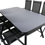 Jídelní stůl Virya - černá Alu / šedé sklo - velký stůl + židle Break 5:pos - Black/Black_6