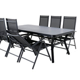 Jídelní stůl Virya - černá Alu / šedé sklo - velký stůl + židle Break 5:pos - Black/Black_6