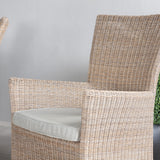 Jídelní stůl Paola - černá ocel / přírodní proutí - 200*100 + jídelní židle Toscana - přírodní proutí / přírodní cushion_4