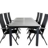 Albany Table - 224/324 - Black/Grey+Albany Light 5-pos - black / Black textilene and gray teak_6