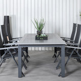 Albany Table - 224/324 - Black/Grey+Albany Light 5-pos - black / Black textilene and gray teak_6