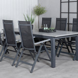 Albany Table - 224/324 - Black/Grey+Albany Light 5-pos - black / Black textilene and gray teak_6
