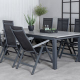Albany Table - 224/324 - Black/Grey+Albany Light 5-pos - black / Black textilene and gray teak_6