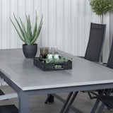 Albany Table - 224/324 - Black/Grey+Albany Light 5-pos - black / Black textilene and gray teak_6