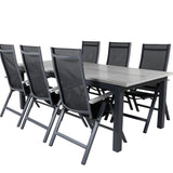 Albany Table - 224/324 - Black/Grey+Albany Light 5-pos - black / Black textilene and gray teak_6