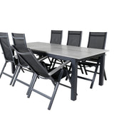 Albany Table - 224/324 - Black/Grey+Albany Light 5-pos - black / Black textilene and gray teak_6