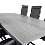 Albany Table - 224/324 - Black/Grey+Albany Light 5-pos - black / Black textilene and gray teak_6