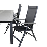 Albany Table - 224/324 - Black/Grey+Albany Light 5-pos - black / Black textilene and gray teak_6