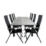 Albany Table - 224/324 - Black/Grey+Albany Light 5-pos - black / Black textilene and gray teak_8