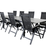 Albany Table - 224/324 - Black/Grey+Albany Light 5-pos - black / Black textilene and gray teak_8