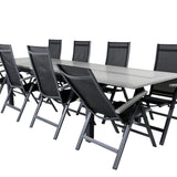 Albany Table - 224/324 - Black/Grey+Albany Light 5-pos - black / Black textilene and gray teak_8