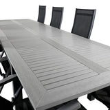 Albany Table - 224/324 - Black/Grey+Albany Light 5-pos - black / Black textilene and gray teak_8