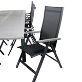 Albany Table - 224/324 - Black/Grey+Albany Light 5-pos - black / Black textilene and gray teak_8