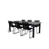 Albany Table - 224/324 - Black/Grey+Lindos Stohovací křeslo - Black Alu / Black Rope_6